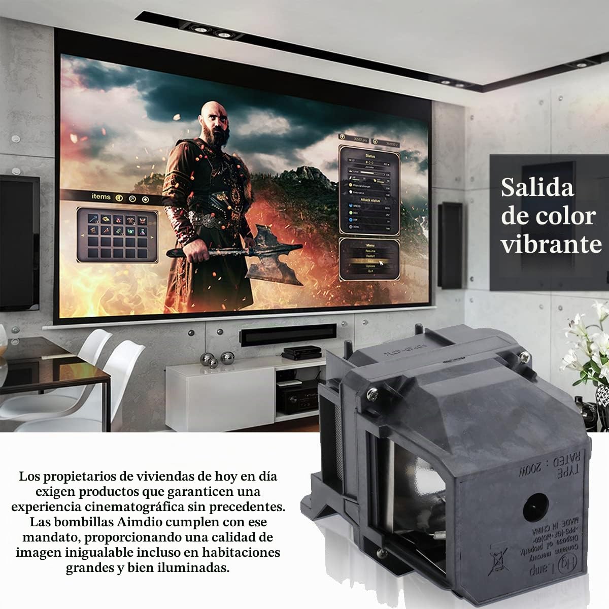 Bombilla de lámpara para Epson ELPLP88 EB-X27 EB-U32 EB-S27 EB-W31 EB-W29 EB-U32 EB-U04 EB-W04 EH-TW5350 EH-TW5300 EH-TW5210 EB-S04 EB-S31 EB-955WH EB-X31 EB-X04 EB-W32 Proyectores