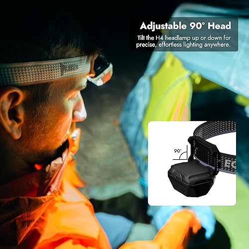 Miniatura 5 de WUBEN Linterna frontal LED H4 recargable, 800 lúmenes súper brillante, linterna frontal impermeable IP68 con sensor de movimiento, linterna frontal