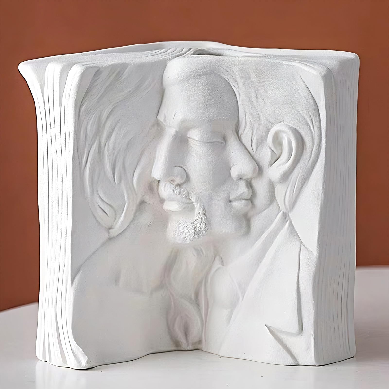 Book Vase for FlowersﾠHome Bookshelf Decor Ceramic White Vases Wedding Anniversary Engagement Gifts for Couples Her