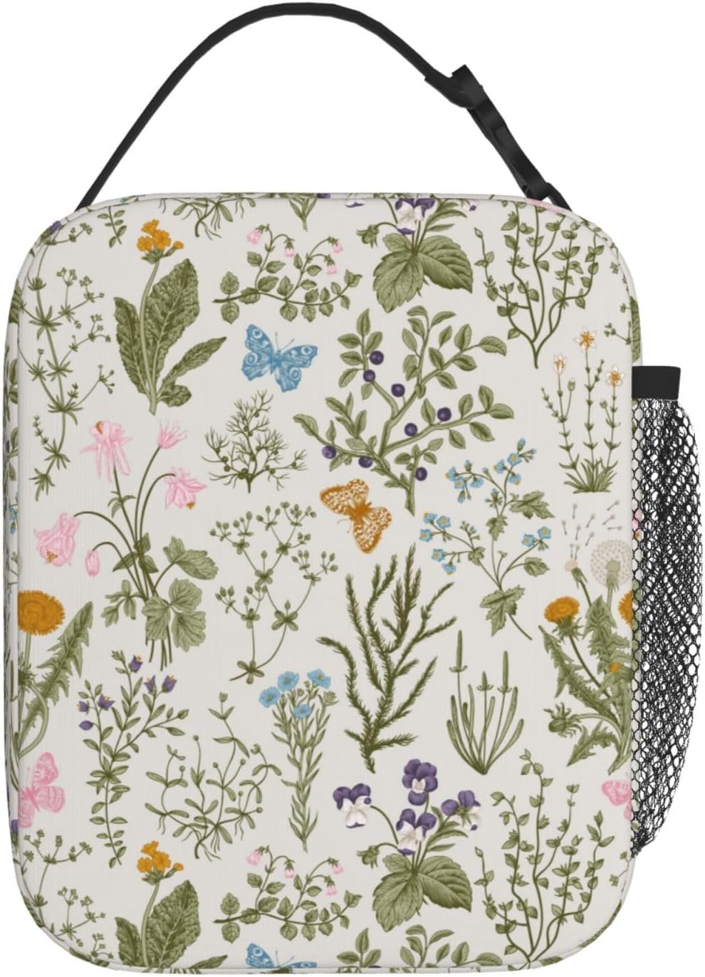 Pretty Wild Floral Herb Flower Insulated Lunch Bag Reusable Cooler Lunch Box Portable Leakproof Thermal Container Tote Bags for Girls Boys School Travel - Image 3