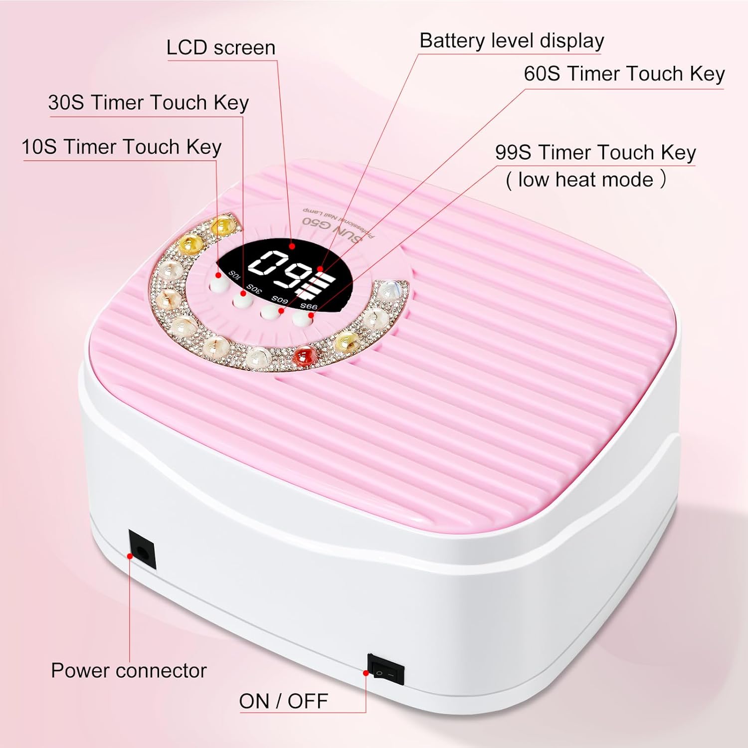 Cordless UV Nail Lamp Rechargeable Nail Dryer, 4 Timers UV Light for Gel Nails, UV LED Nail Dryer with Smart Sensor & 45Pcs Lamp Beads, Nail Light for Manicure Pedicure at Home & Salon