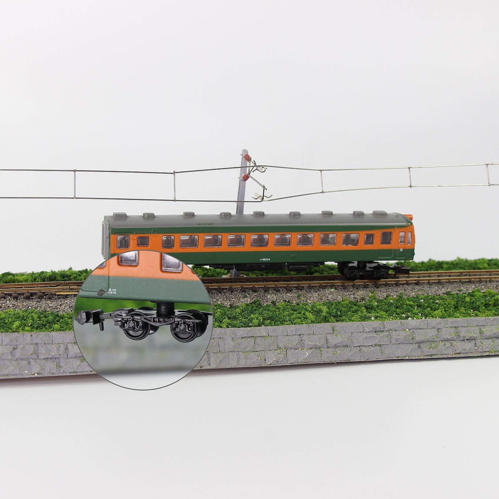 Evemodel 24 Pezzi di Treno Modello Scala N 1:160 Pom Carrelli con accoppiatori 36" Ruote in plastica