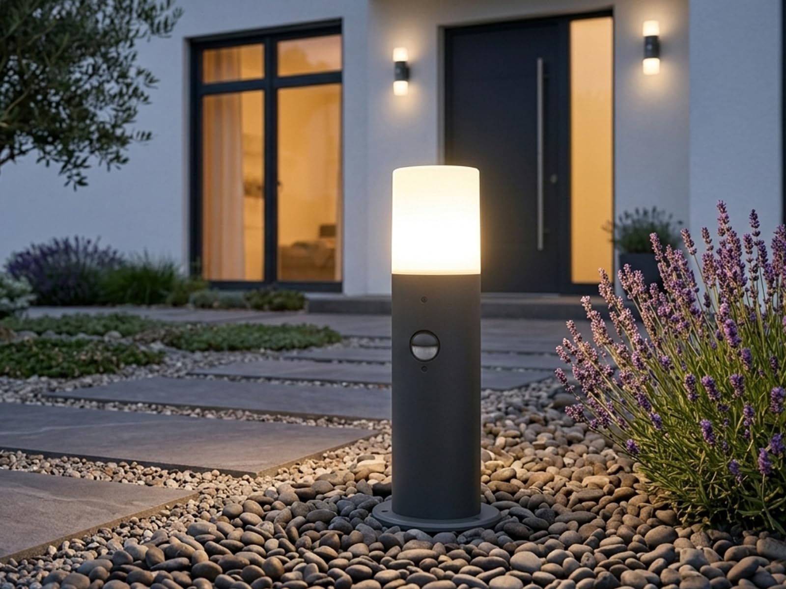 Trio Leuchten Hoosic 522260142 zewnętrzna lampa drogowa, aluminium, antracyt/biała, czujnik ruchu