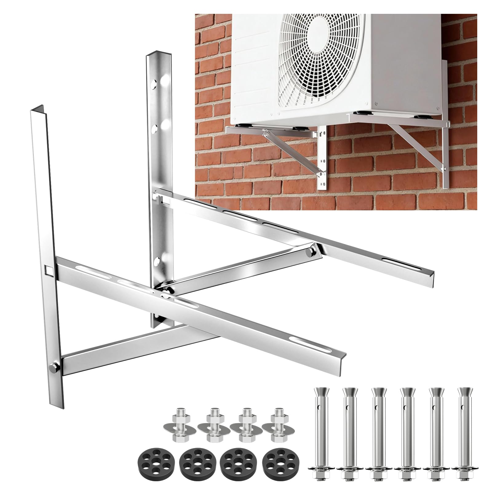 WISSCOOL Mini Split AC wspornik montażowy do klimatyzatora 7000-18000 BTU składany wspornik do bezkanałowego mini splitu, HVAC, sprężarki 201 ze stali nierdzewnej