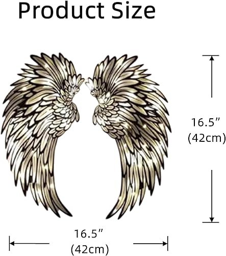 Miniatura 2 de Decoración de pared de alas de ángel de metal grandes, escultura de pared de alas de ángel LED, arte de alas brillantes para colgar en la pared para