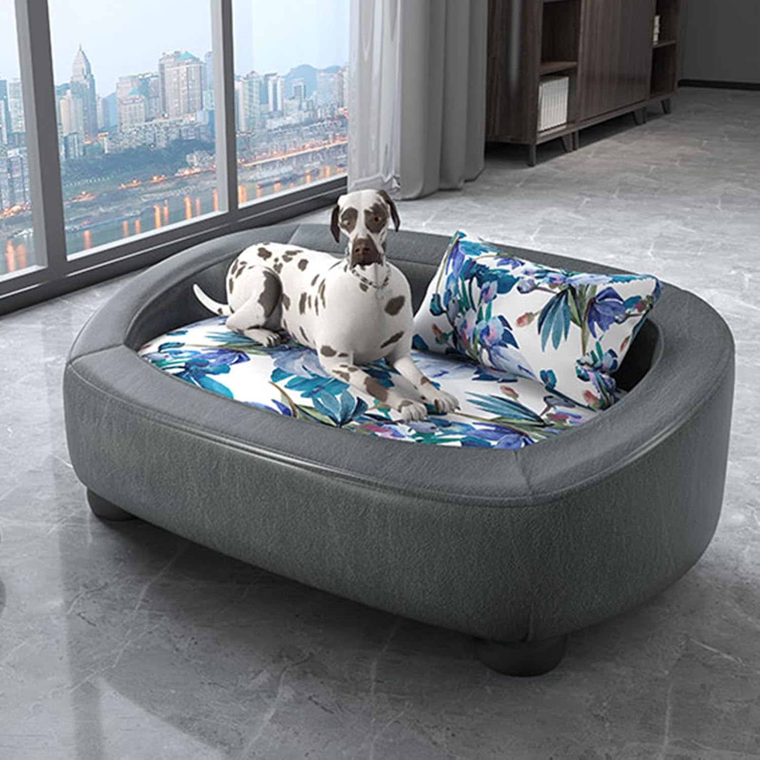 review Pet Sofa Four-Season Universal Cat and Dog Solid Wood Composite Bite-Resistant Sofa(Color:Style 1)