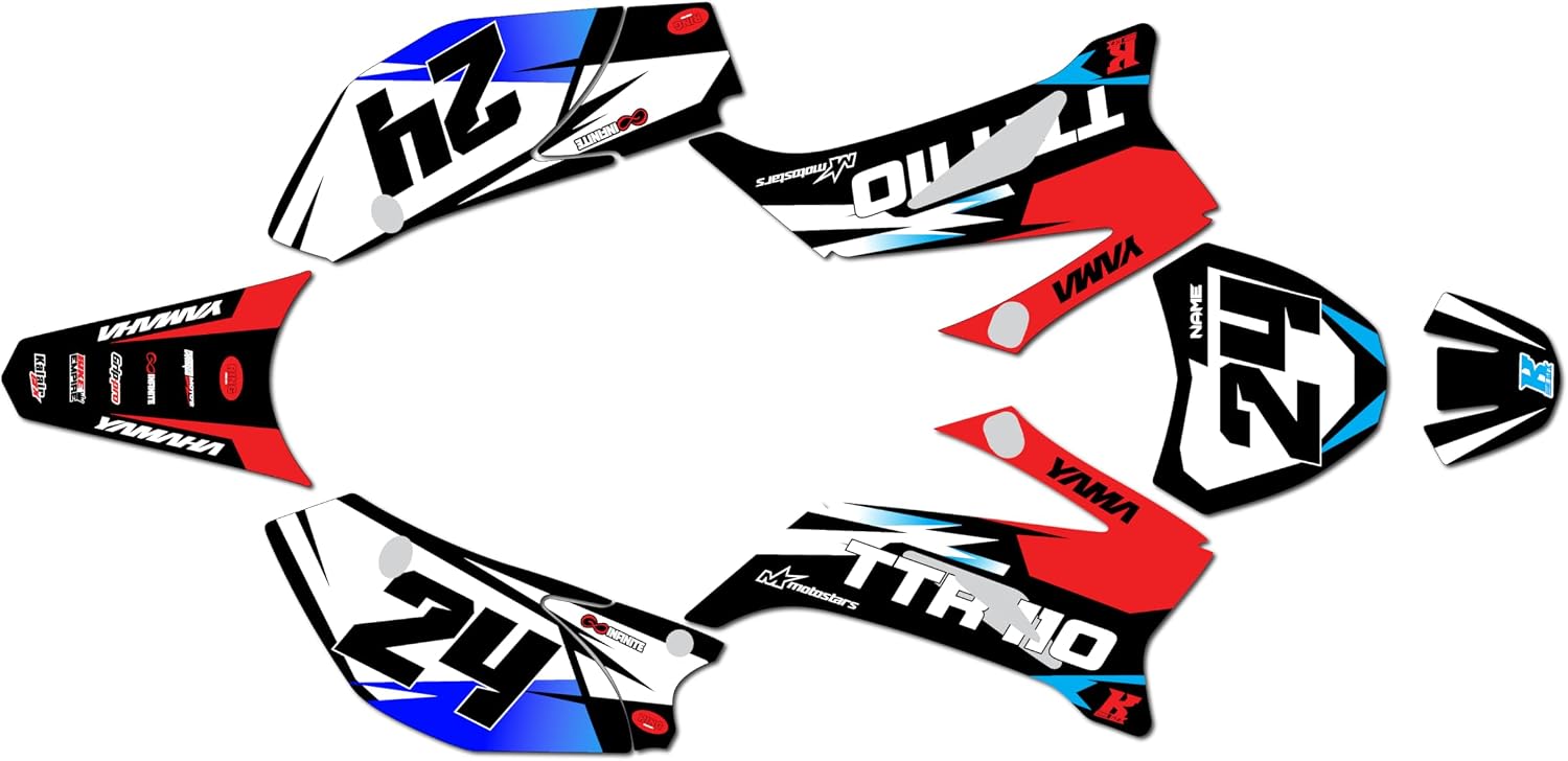 Graphics Kit for Yamaha TTR110 (2008+) DIVISION Series Gray 09 Mil - Dirt pit bike motorcycle stickers, dirtbike racing automotive decal motocross accessories no-plastics