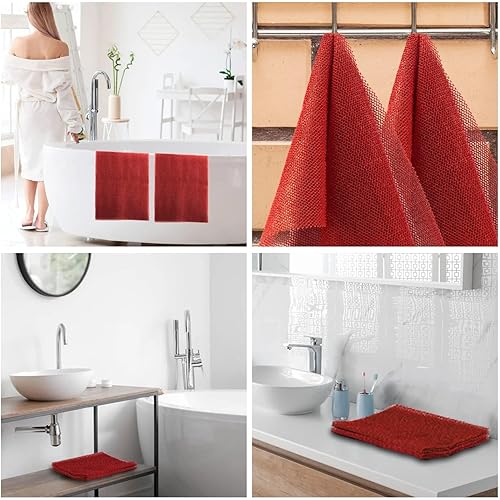Vista 28 de Juego de ducha de 3 piezas de red exfoliante africana de estilo brillante, esponjas de baño largas para una piel suave y refrescada, el brillo
