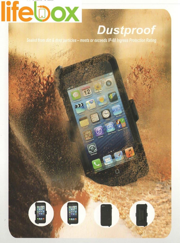 LifeBox Iphone 5 Case - Waterproof Dustproof Shockproof Snowproof Crash Proof Holster and Case with Bonus Armband - 1 Pack - Retail Packaging (Black)