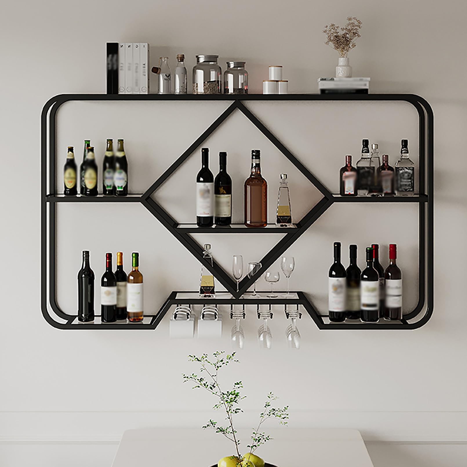 Présentoir à vin mural pour bar et cuisine, étagères flottantes de rangement moderne en fer
