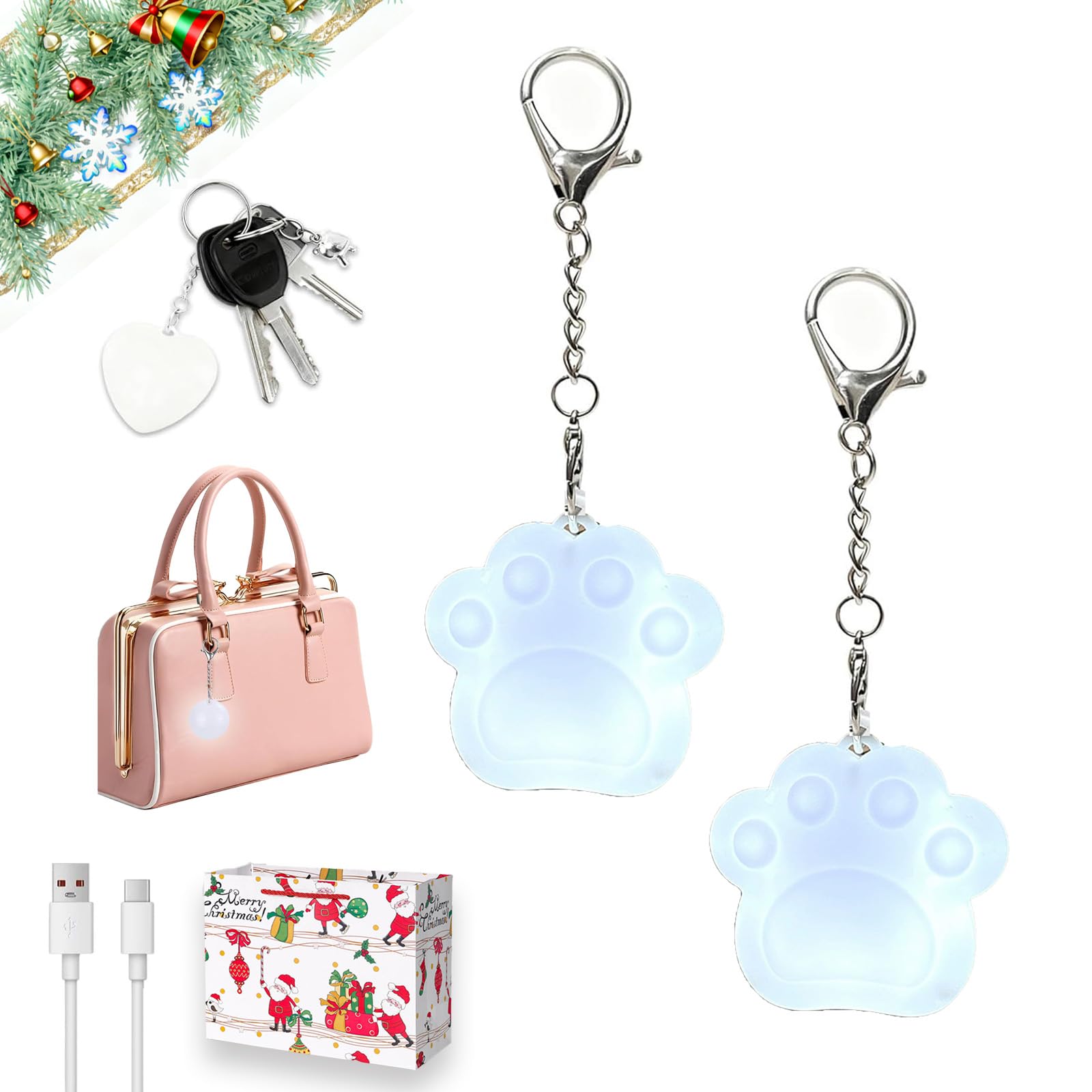 fjaldjfu Love Wallet Tote Bag Touch Sensing Light, Portable Heart-Shaped Handbag Light, Automatic Sensor Rechargeable Purse Lights, Mini Pocket Light for Handbag, Heart Accessories for Women (2PCS*H)