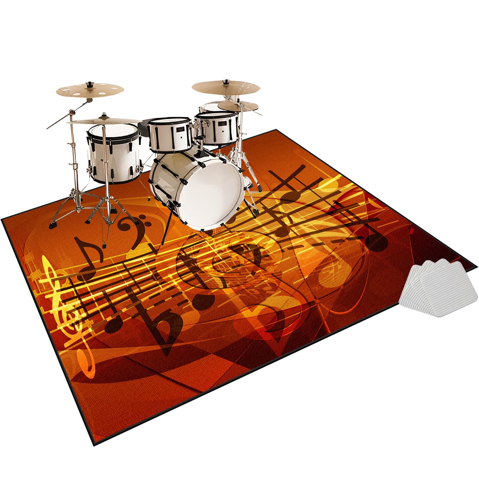 Dywan Bateria Dywan Bębnowy Dywan Akustyczny 160 x 100 cm Dźwiękoszczelne Antypoślizgowe Dywaniki do Elektronicznych Bębnów Bębenowych Bęben bębnowy Instrumenty muzyczne Dywan