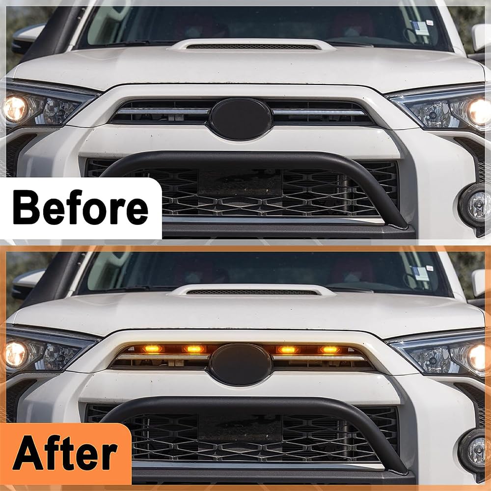 4Runner LED Grill Lights, Front Grill Light for 4Runner 2020 2021 2022 2023 Off Road Sport Limited Grille Lights for 4Runner Accessories Amber Light Black Lens
