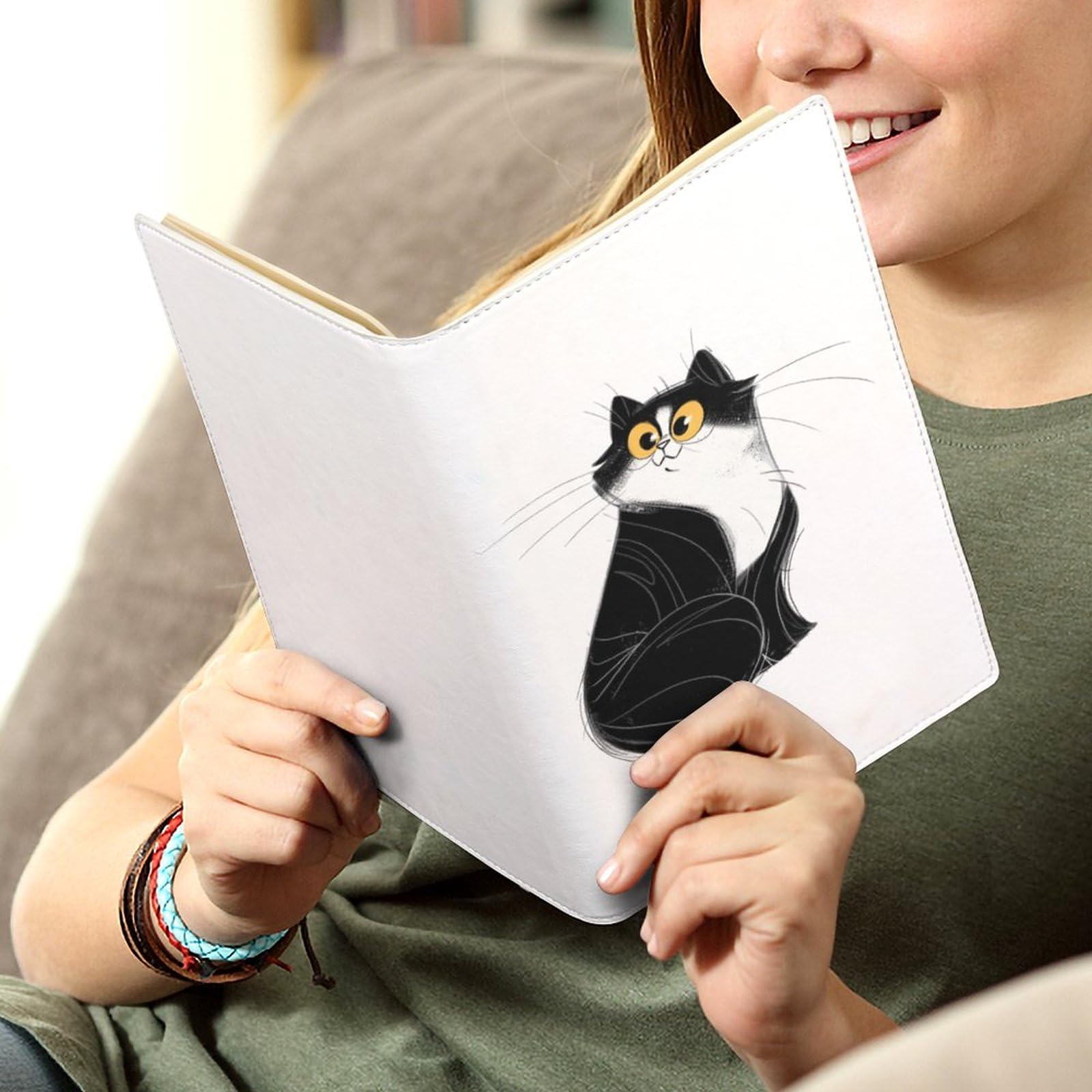Amazon.co.jp: ブックカバー 黒猫 ねこ 猫柄 文庫 A5 PU レザー 文庫本