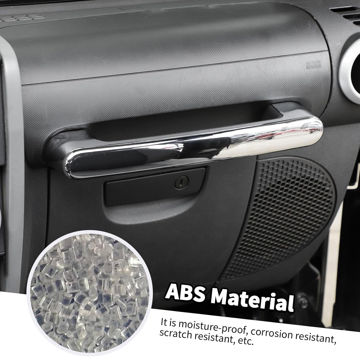 Jimen Compatible with Jeep Wrangler JK & Unlimited 2007-2010, Co-Pilot Grab Handle Cover Trim (Chrome)