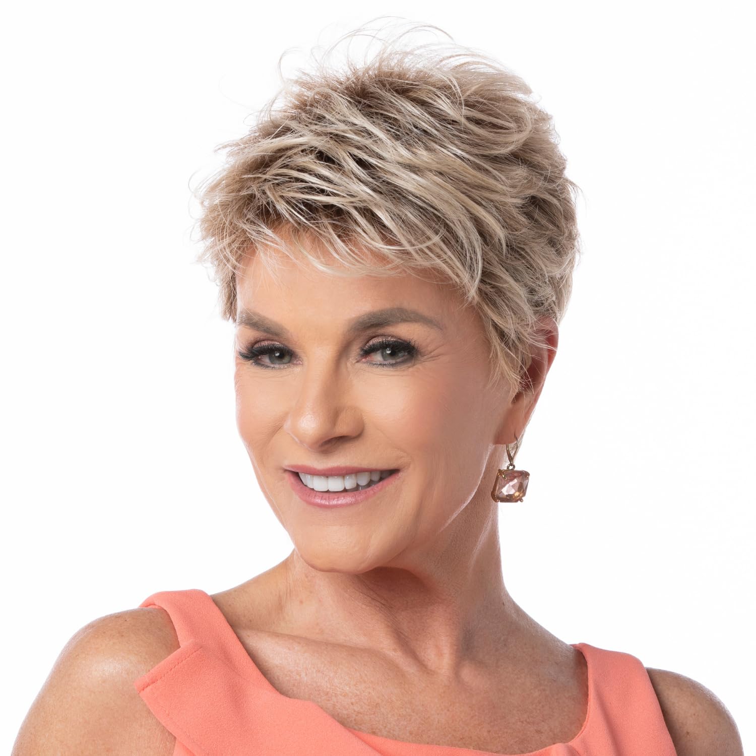 Toni Brattin Infinity Wig - Short, Natural Style with Texture & an Airy Fringed Bang - Heat-Friendly Synthetic Fiber Looks & Feels like Natural Hair - Adjustabl