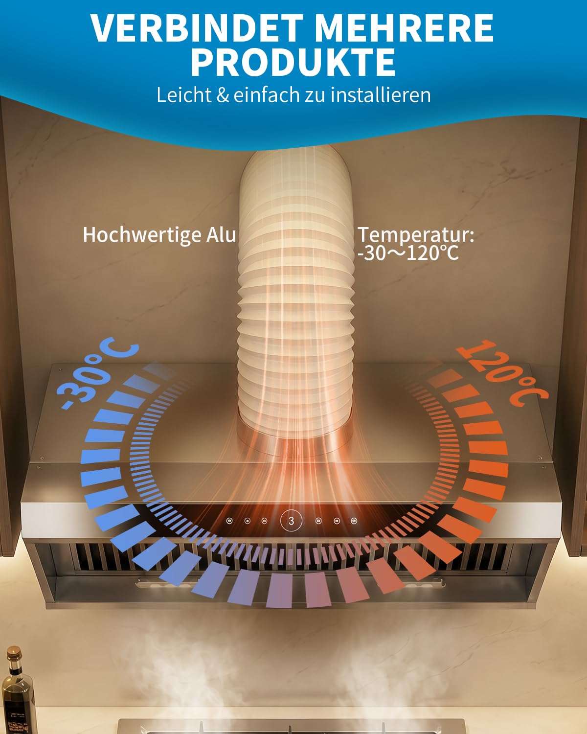 Hon&Guan Elastyczna rura 150 mm, przenośna klimatyzacja, wąż powietrza wylotowego z 2 obejmami do przenośnej klimatyzacji, suszarki, okapu kuchennego (150 mm x 3 m)