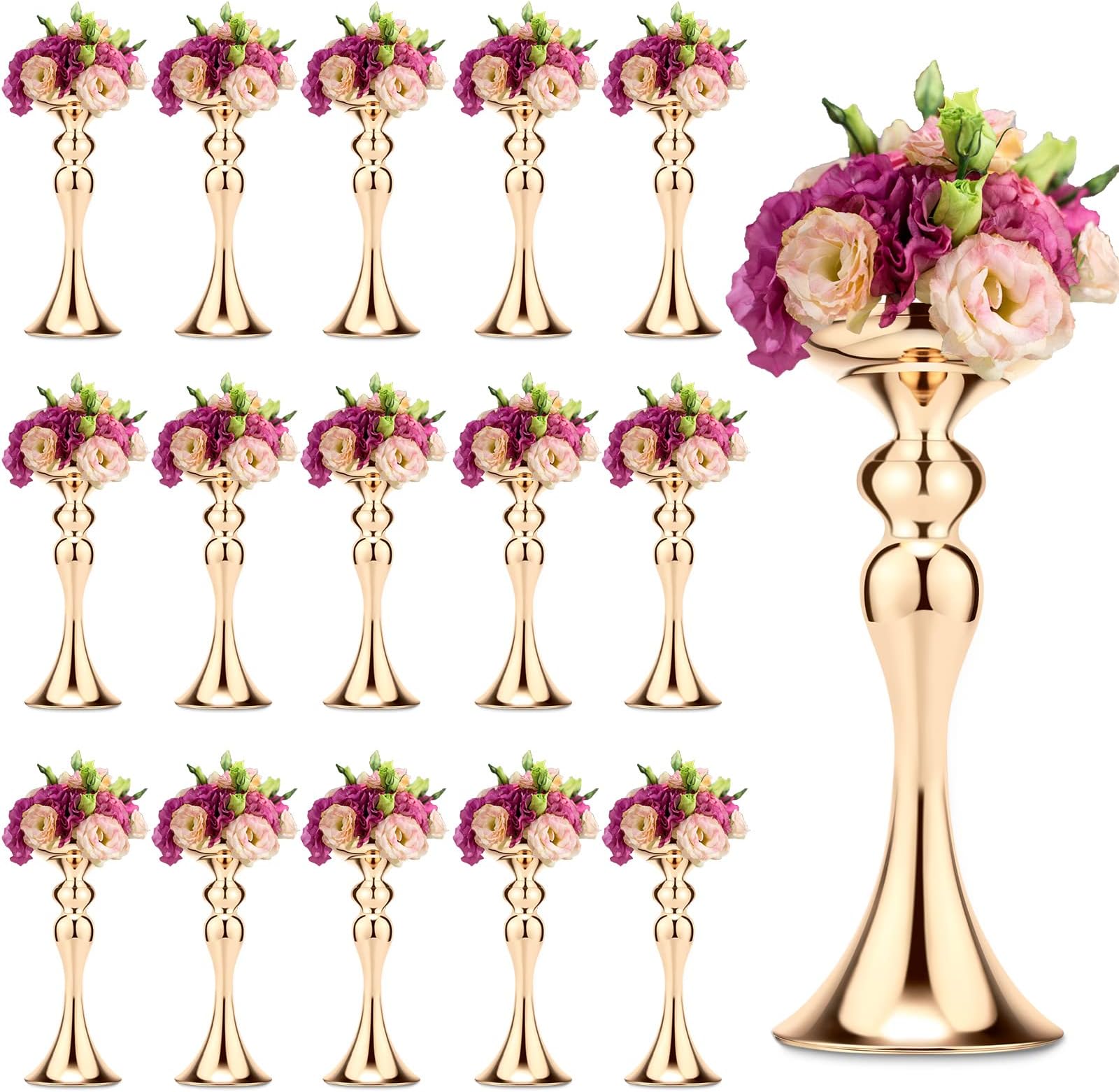 Amazon.com: MEISHAONV 10pcs 16.14Inch Wedding Gold Flower Centerpieces ...
