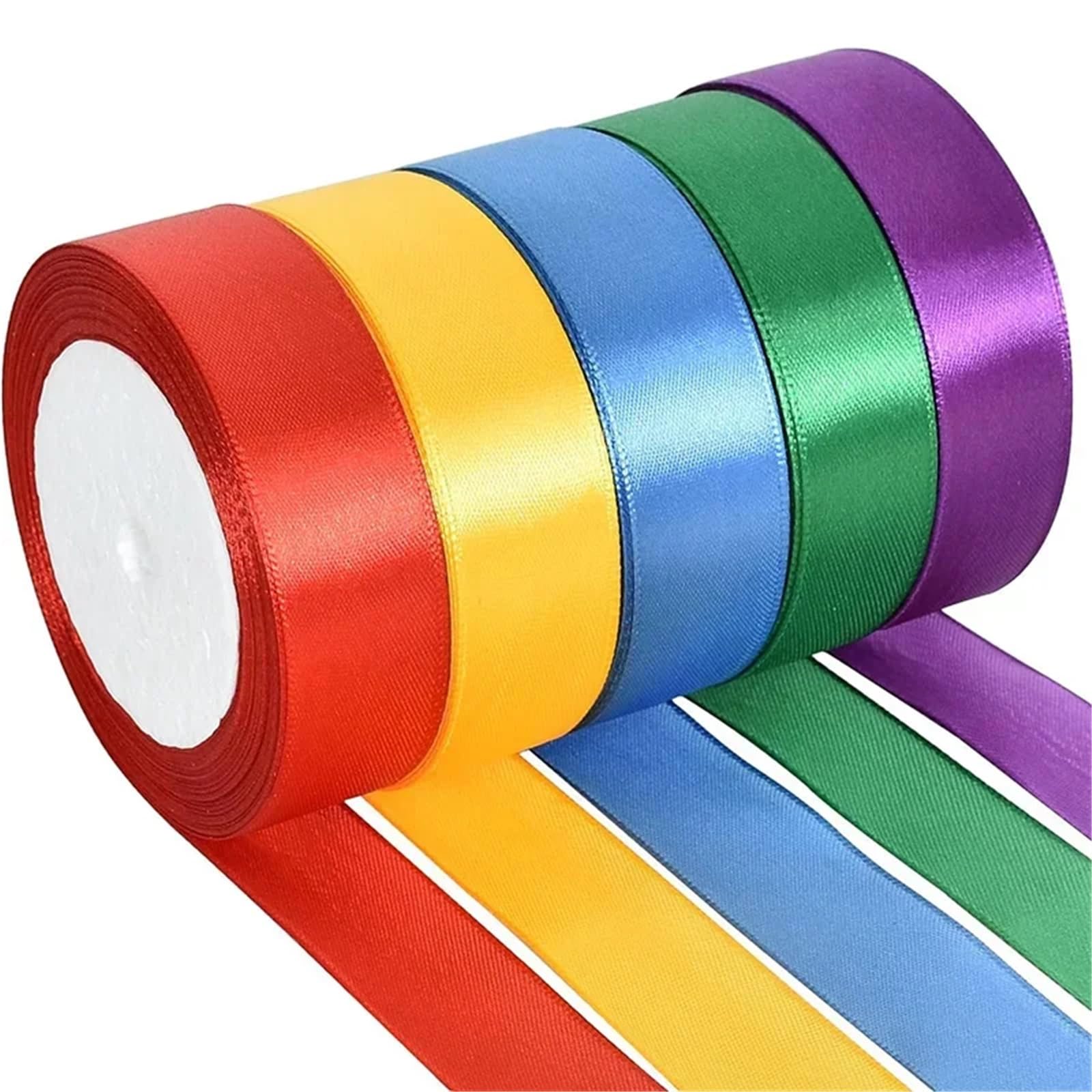 Schleifenband, 20 Rollen, 22 Meter/Rolle, Regenbogen-Seidenband, doppelseitig, für Bastelarbeiten, Schleifen, Geschenkverpackungen, Verzierungen (01 Weiß, 15 mm, 22 Meter)