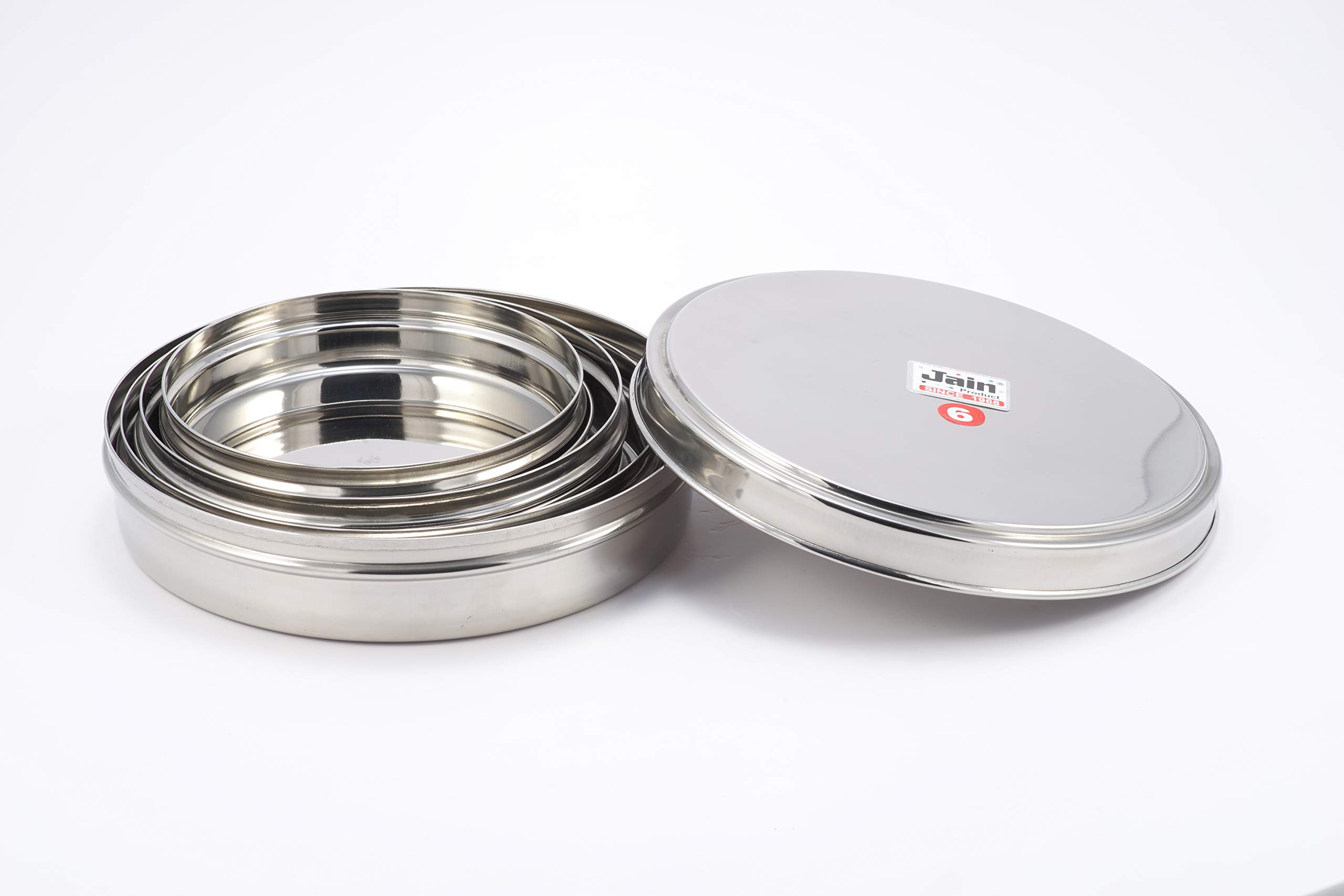Jain Stainless Steel Sleek & Flat Container | Food Grade Chapathi Dabba | Chocolate Box | Snacks Box | 1 Pc - Dia 13cm (300ml) | Durable & Leakproof | Ideal for Snacks - SET OF 1 PCS ONLY - Image 4 thumbnail
