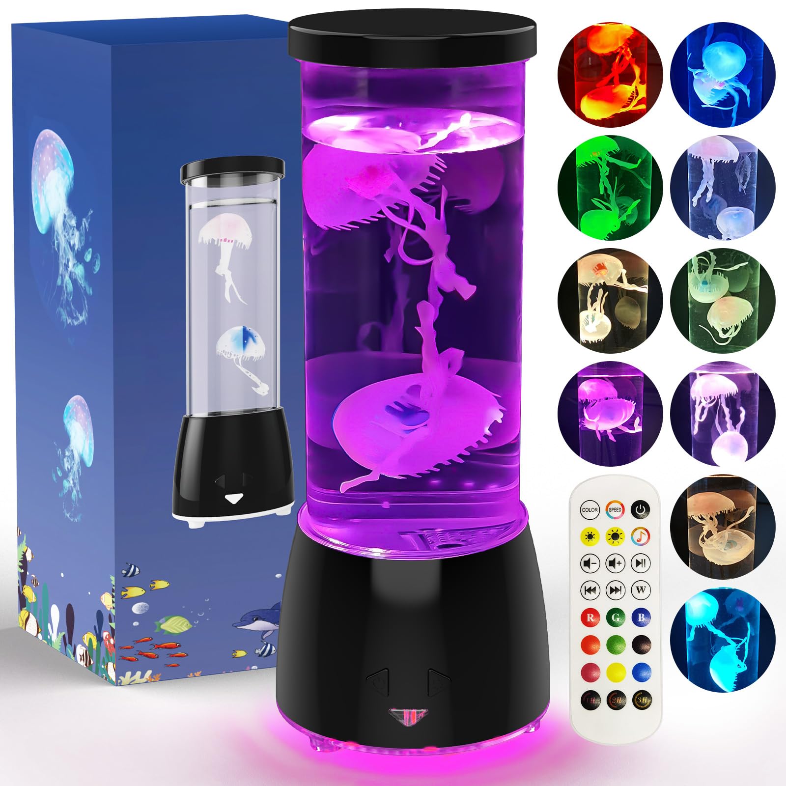 Jellyfish Lamp with Breath Light,Jellyfish LED Light 12 White Noise 10 ...