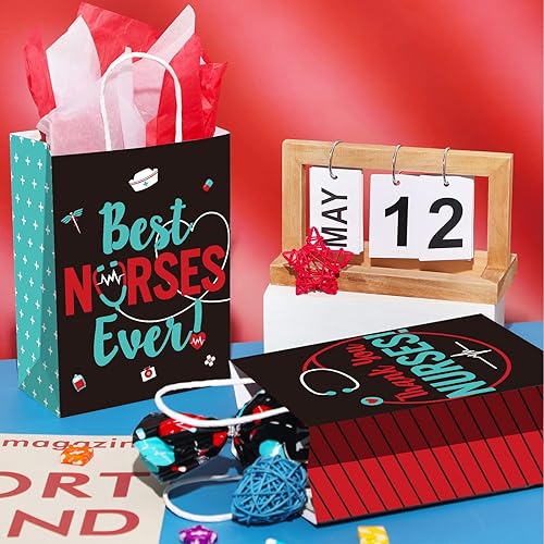 Miniatura 4 de 30 bolsas de agradecimiento para enfermeras, bolsas de papel kraft, 30 piezas de papel de seda, bolsas de golosinas, bolsas de regalo para atención