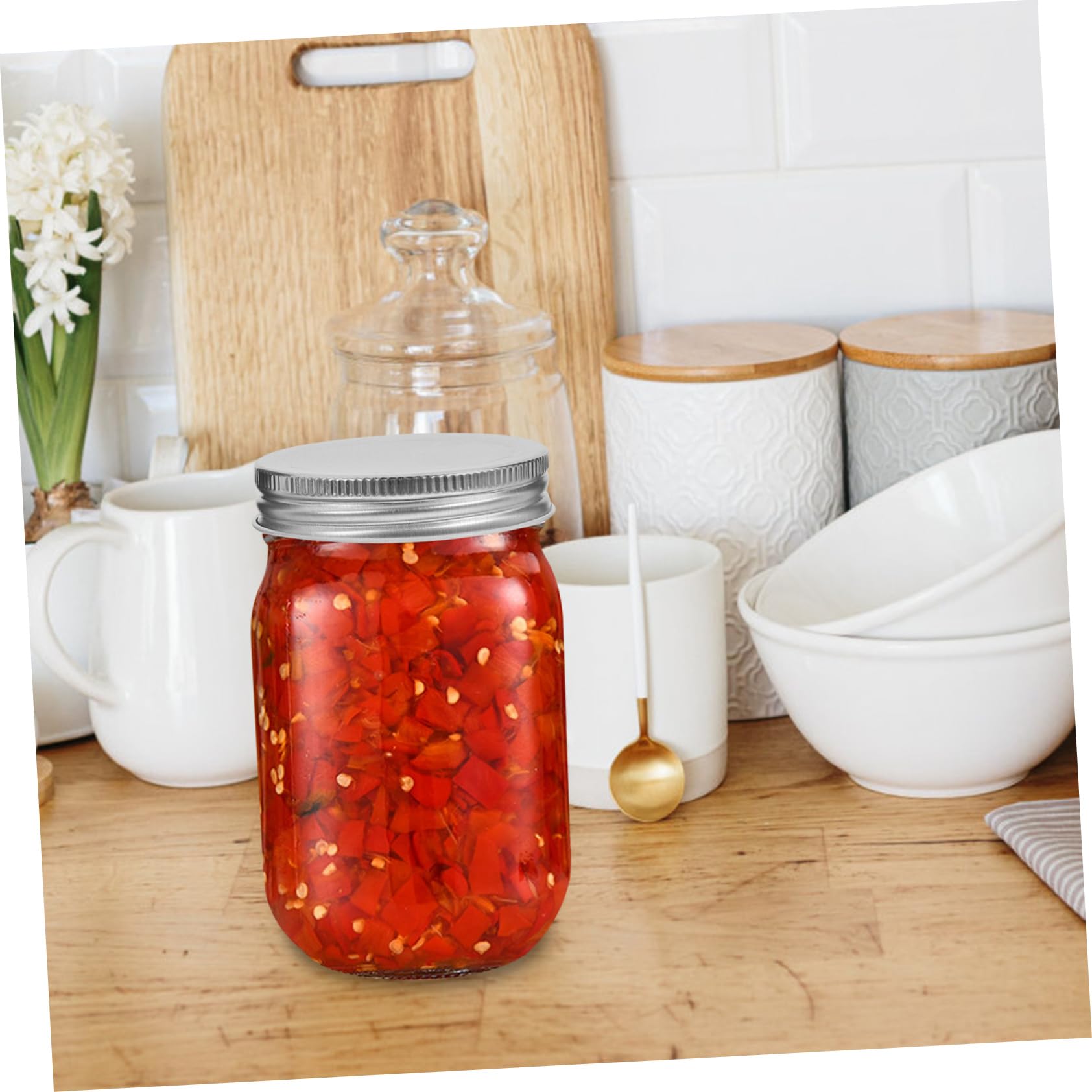 COLLBATH 4 Stück Einmachgläser 450ml aus Glas mit Deckel 380ml Fassungsvermögen Dicht Verschlossen Vielseitig für Marmelade Selbstgemacht und Partydeko