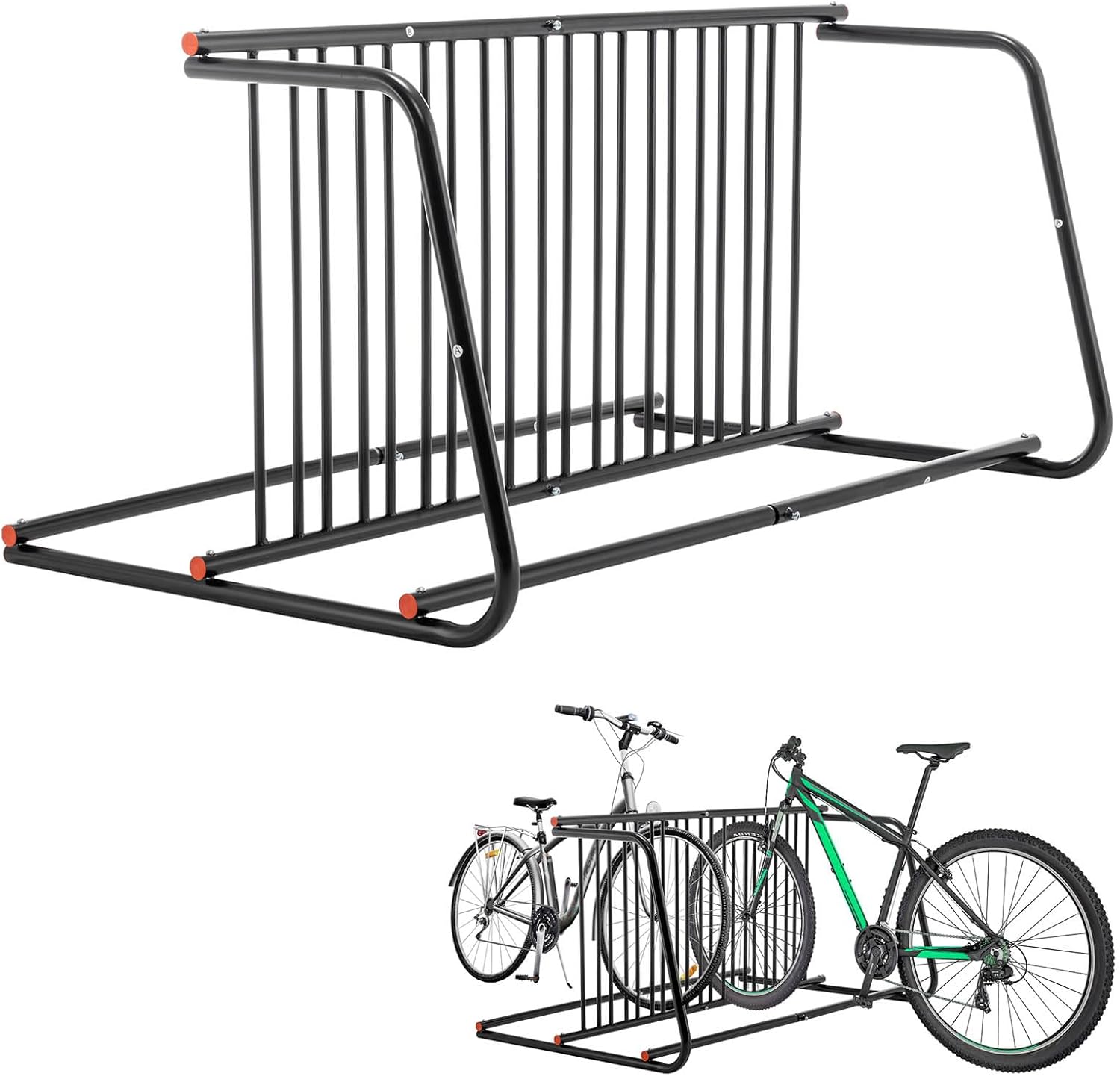 Majnesvon Bike Floor Stand Holds 10 Bikes, Heavy Duty Bike Rack for Home Garage, School & Commercial, Freestanding Dual-Sided Bicycle Storage Holder Fits 12-27.5" Wheel Stand Tire Width 2.2"