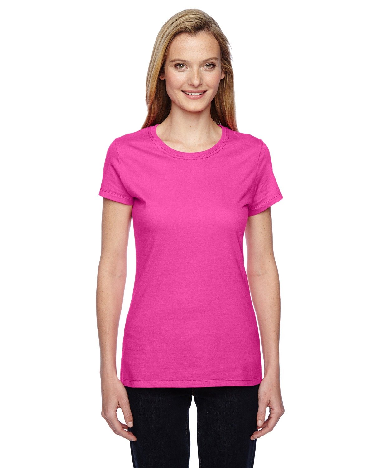 Fruit Of The Loom Women's Cyber Pink Sofspun Junior Fit T-Shirt, Xl,