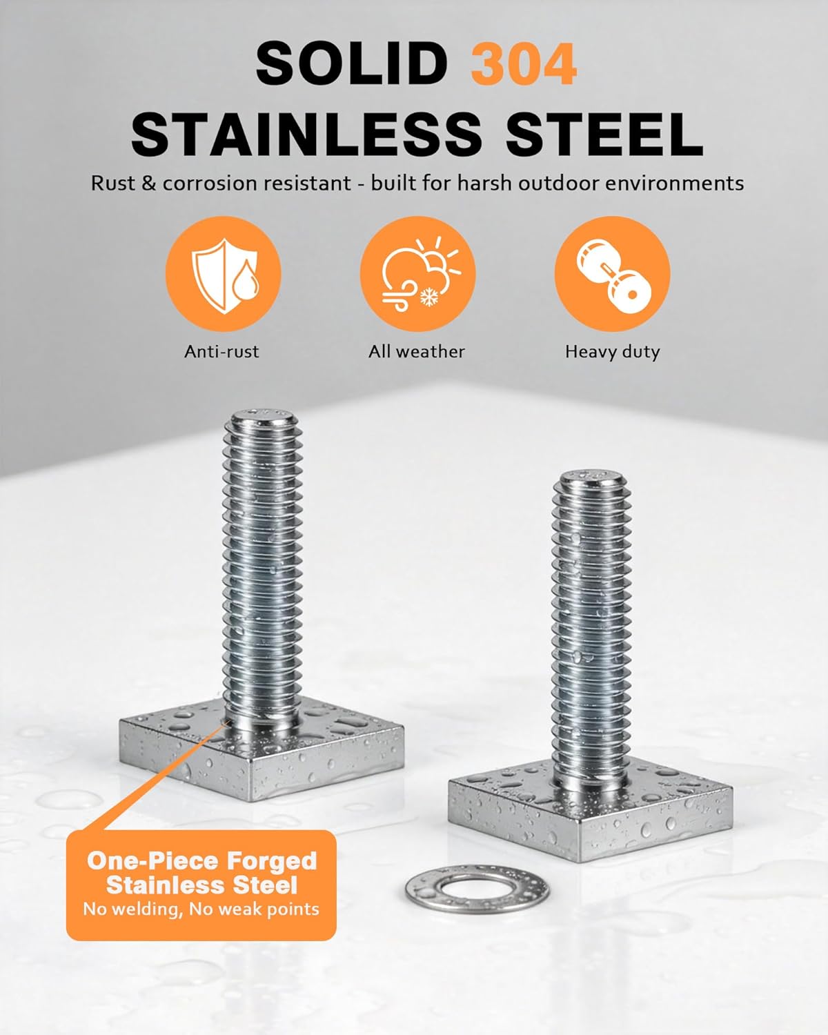 T Slot Bolts for Roof Rack Cross Bars, Platform, Cargo Basket, Stainless M8 x 30mm, 5mm Thick, Square T Track Bolt Adapter to Secure Bike/Ski/Kayak Rack, Solar Panel, Awning