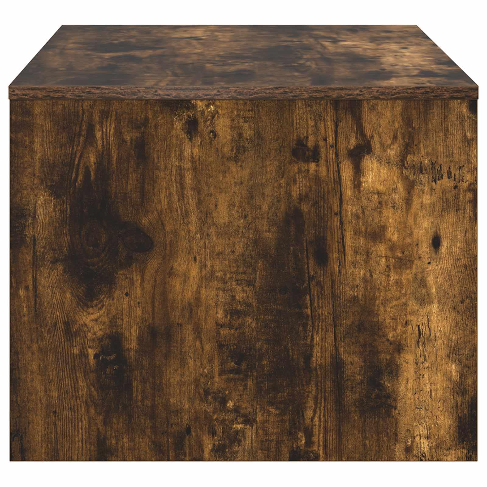 Stolik kawowy wędzony dąb 80 x 50 x 40 cm materiał drewnopochodny z półkami i prostokątnym wzorem do salonu