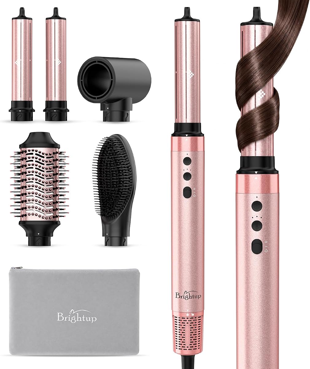 5 in 1 Hot Air Styler & Hair Dryer Brush | Auto Curling, 1400W Fast Drying, Negative Ions, Cool Shot Button, Volumizing and Travel Bag