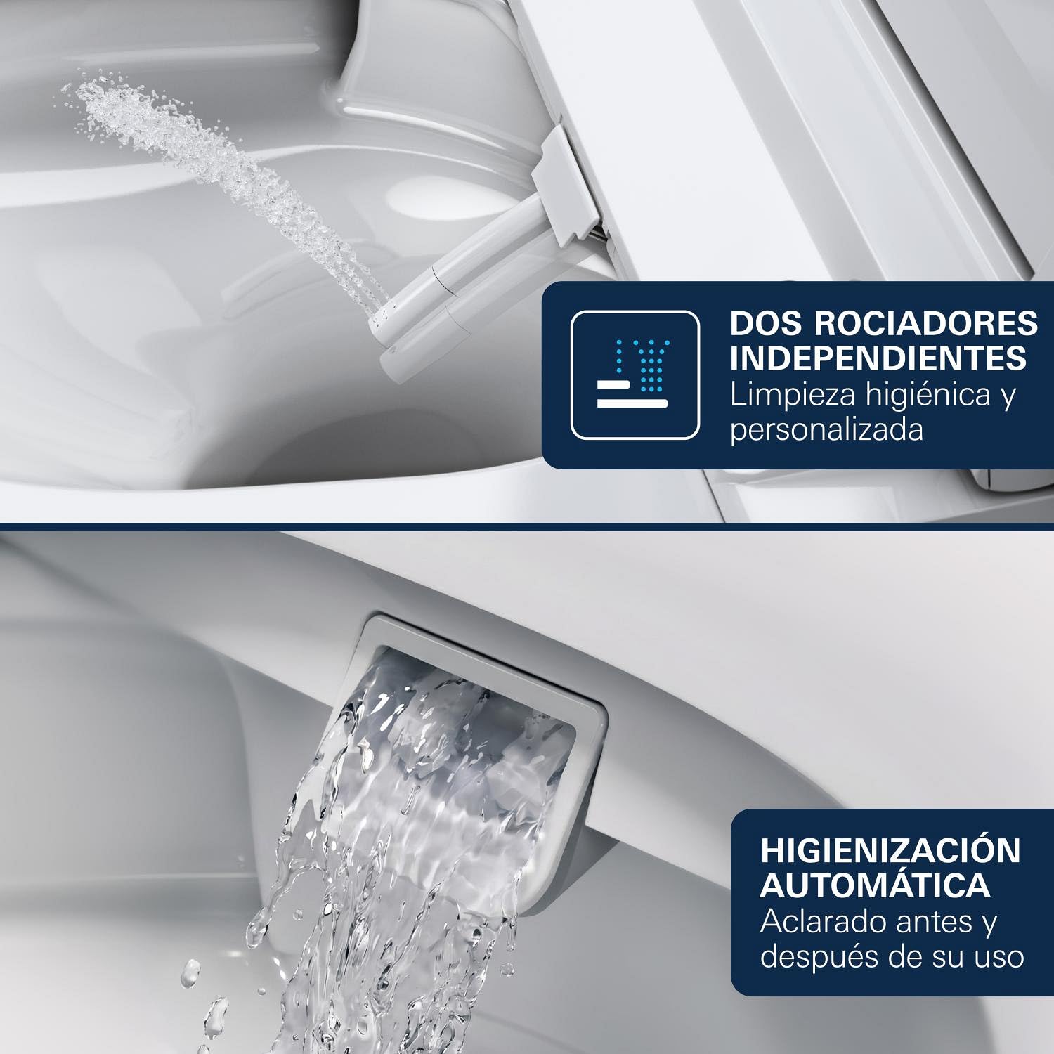 GROHE BAU Ceramic Asiento de bidé manual con tapa, ambos con caída amortiguada (asiento Duroplast, sin electricidad, 2 brazos autolimpiables, toma de agua 3/8"), 39648SH0