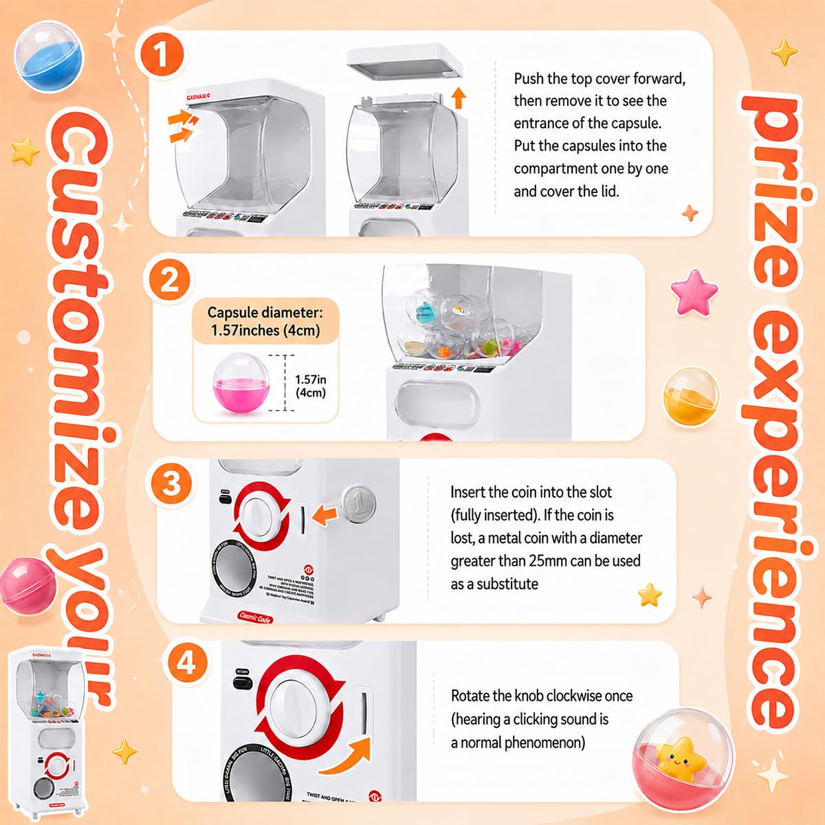 POZCMJM Capsule Vending Machine Kids Toys Mini Vending Machine 25