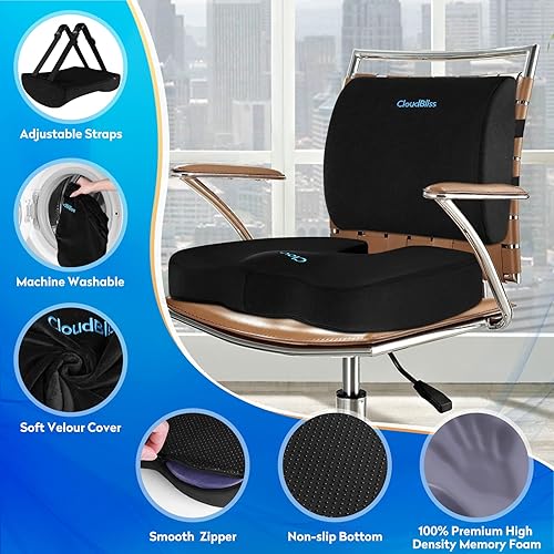 Miniatura 3 de Cojín de asiento, cojín para silla de oficina, cojín de asiento de automóvil, almohada de apoyo lumbar para silla de oficina, almohada de espuma