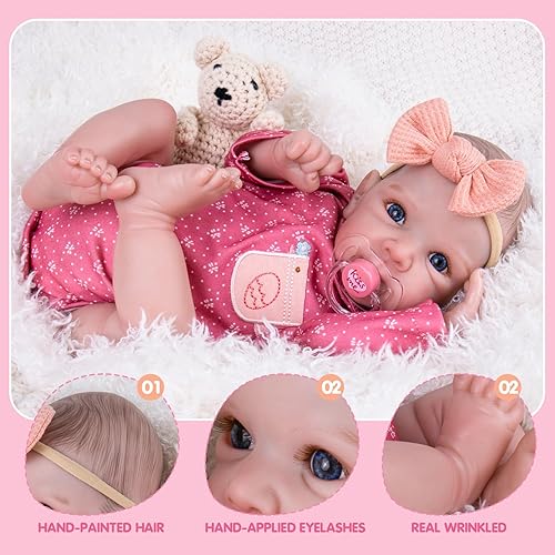 Miniatura 4 de Aori Reborn Baby Dolls Girl - Muñeca realista de bebé recién nacida de 20 pulgadas con características pintadas a mano y cuerpo de tela ponderada,