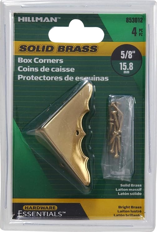 Hardware Essentials 853012 Decorative Corner Braces Bright Brass 5/8 4-Pack