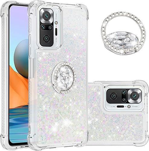 CCSmall Funda para Xiaomi Redmi Note 10 ProNote 10 Pro Max con creatividad transparente arena movediza purpurina que fluye flotando suave con