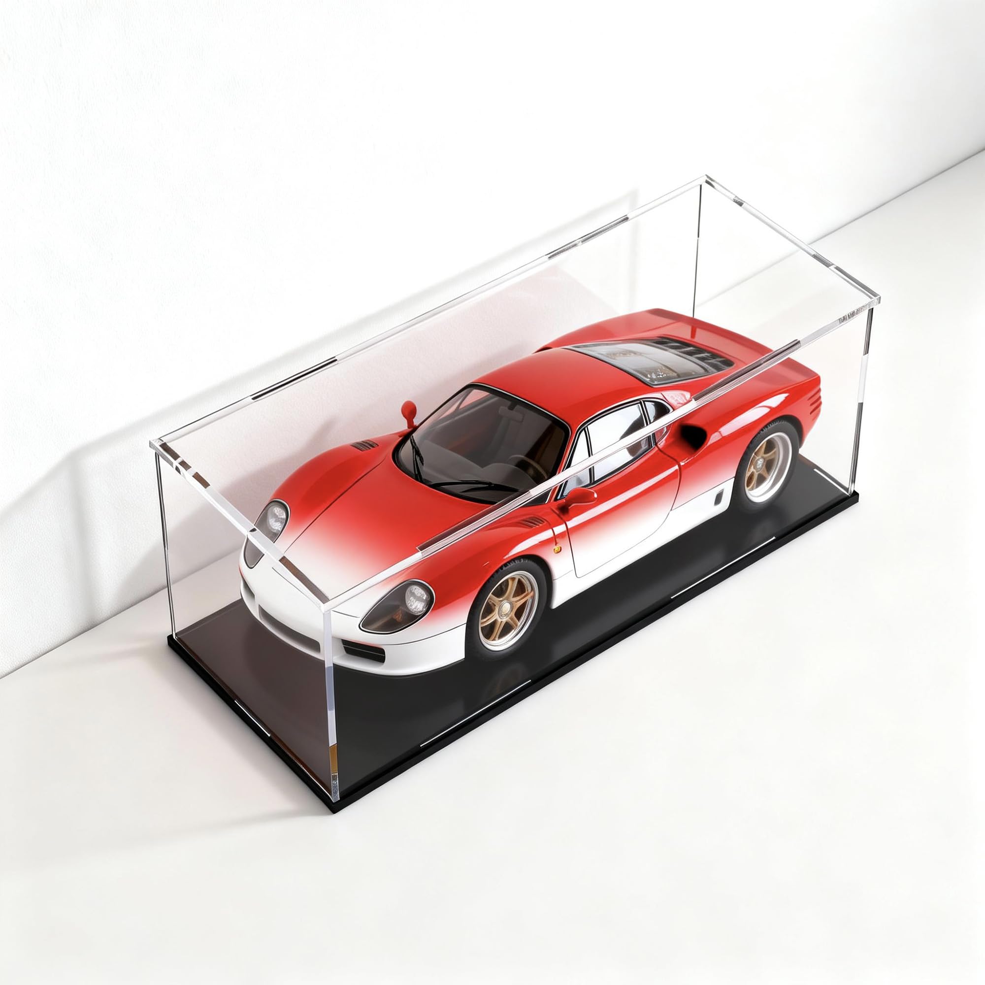 Große Acryl-Vitrine, klare Acryl-Displaybox mit mattem Boden, staubdichte Sammler-Aufbewahrungskoffer, DIY einfache Montage Vitrine für Figuren, Modelle, Sammlerstücke, 35,6 x 25,4 x 25,4 cm