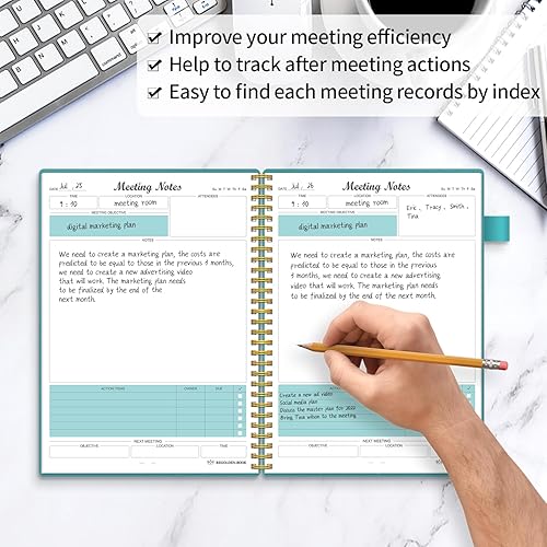 Miniatura 5 de Cuaderno de reuniones profesional para el trabajo de 8.5 x 11 pulgadas con pestañas, cuadernos de trabajo A4 para tomar notas y mantener las agendas