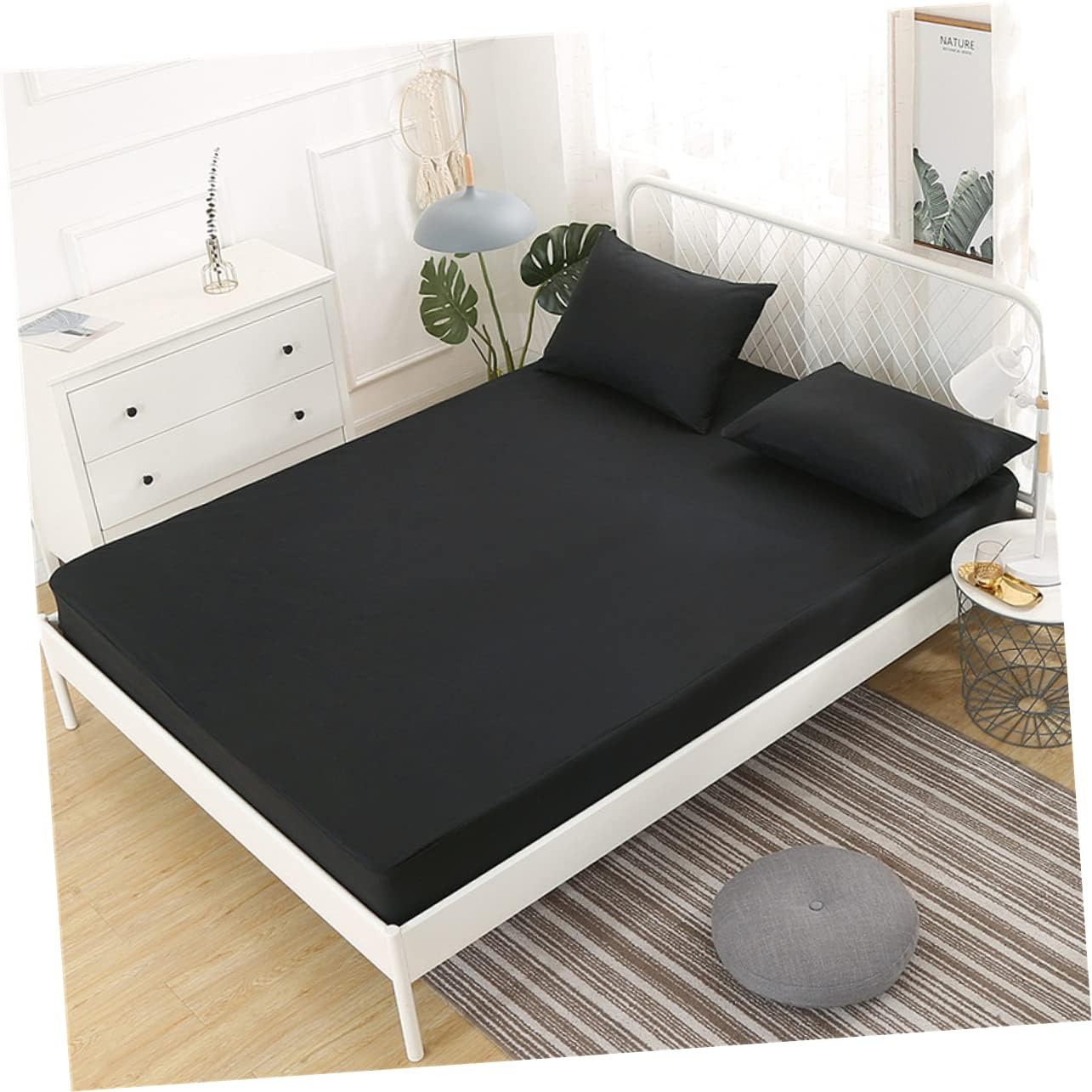 Mattress Protector Pad for Boys and Girls and Adults Machine Washable Color Piss Mat Cover Liquid for Bed Black