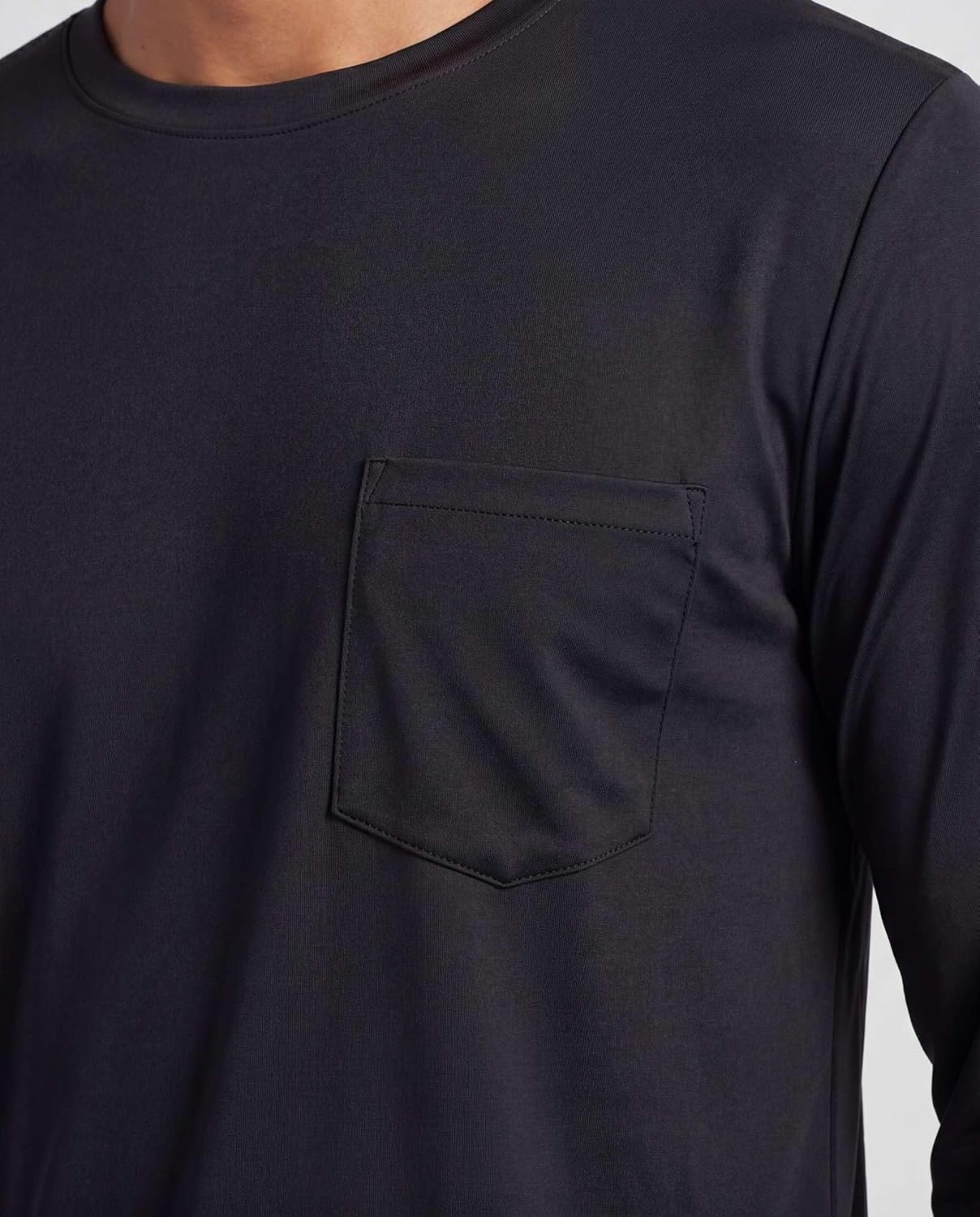 Real Essentials 4 Pack: Men's Dry-Fit Active Athletic Long Sleeve Pocket Crew T-Shirt Outdoors UPF 50 (S-5XLT)