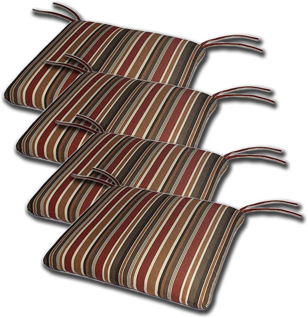 Comfort Classics Set of 4 18W x 18Dx 2H Sunbrella Outdoor Waterfall Style SEAT PAD Cushion in Dolce Oasis Inc. Made in USA