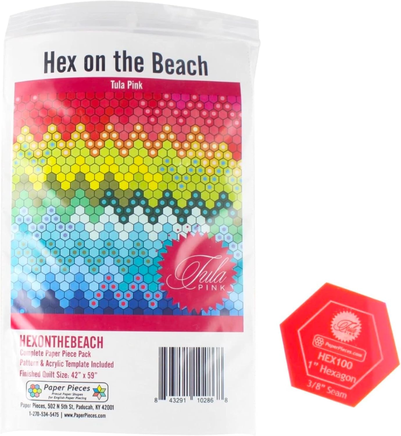 Paper Pieces Hex On The Beach Pattern Piece Pack and Acrylic Template Varies