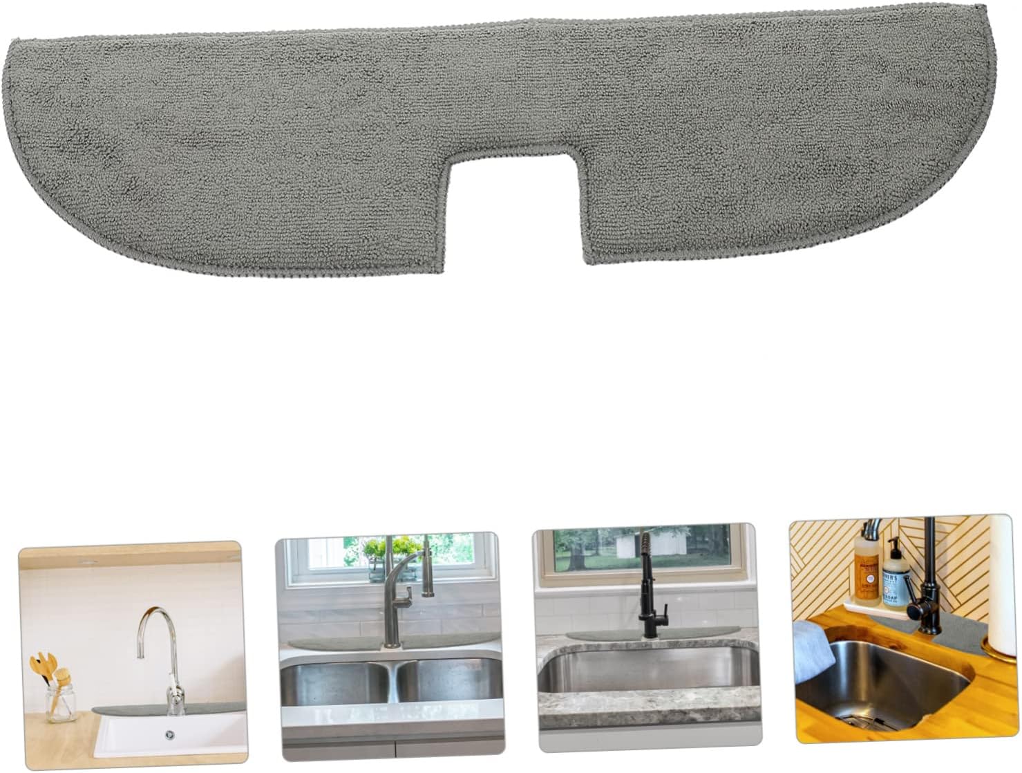 LIFKOME 4pcs Reusable Absorbent Faucet Mat Kitchen Bathroom Splash Guard Drip Catcher Tray for Sinks Washable Versatile Water Catcher Pad Gray