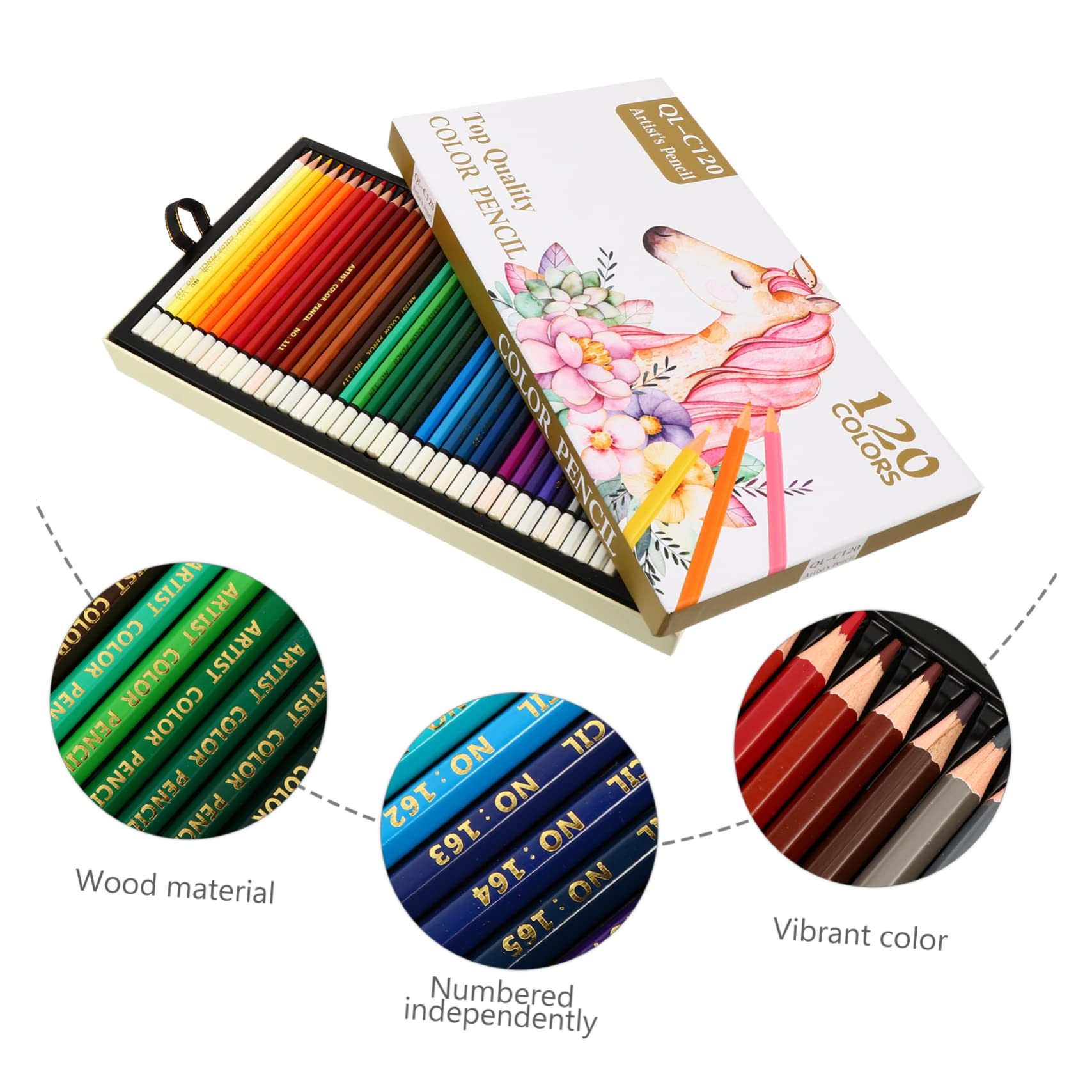 Crayons de Couleur à L’Huile, Ensemble Hexagonal Blanc pour Artistes