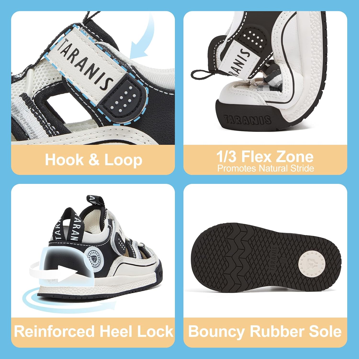 TARANIS Boys Girls Sandals Lightweight Walking Shoes Mesh Breathable Sneakers