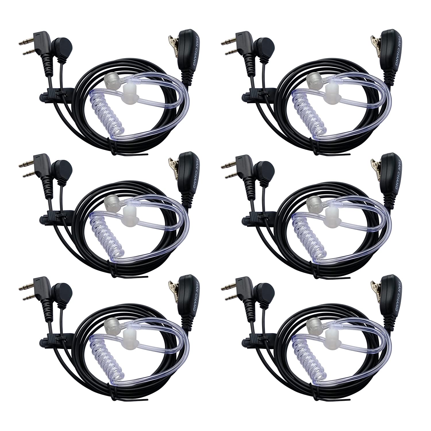 Walkie Talkie Headset with Mic 2 Pin Acoustic Tube Security Earpiece for Baofeng UV-5RA UV-82 Retevis H-777 RT22 Arcshell AR-5 Kenwood etc Two Way Radios (6 Pack)