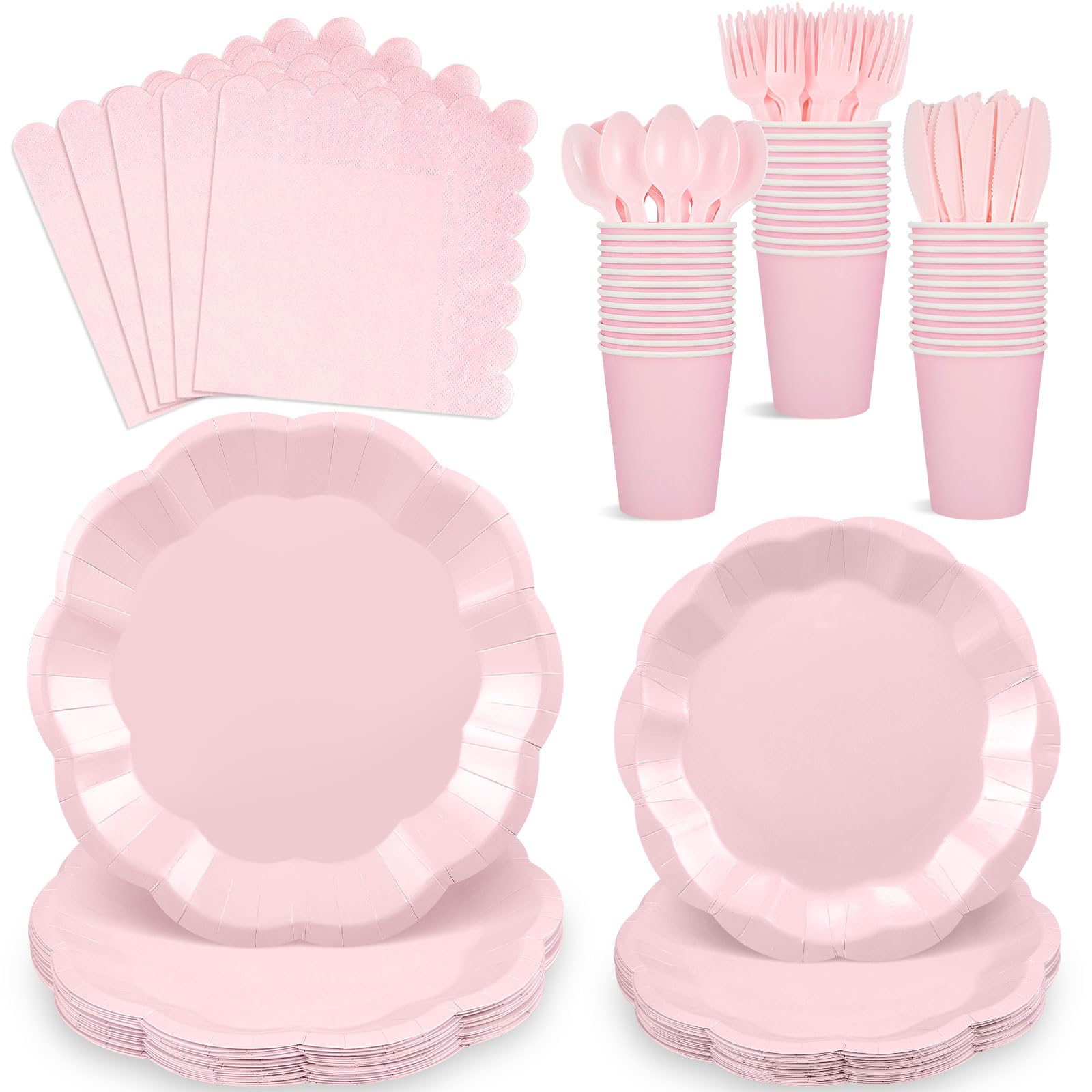 White Party Plates & Napkins - Serves 25 Guests -22