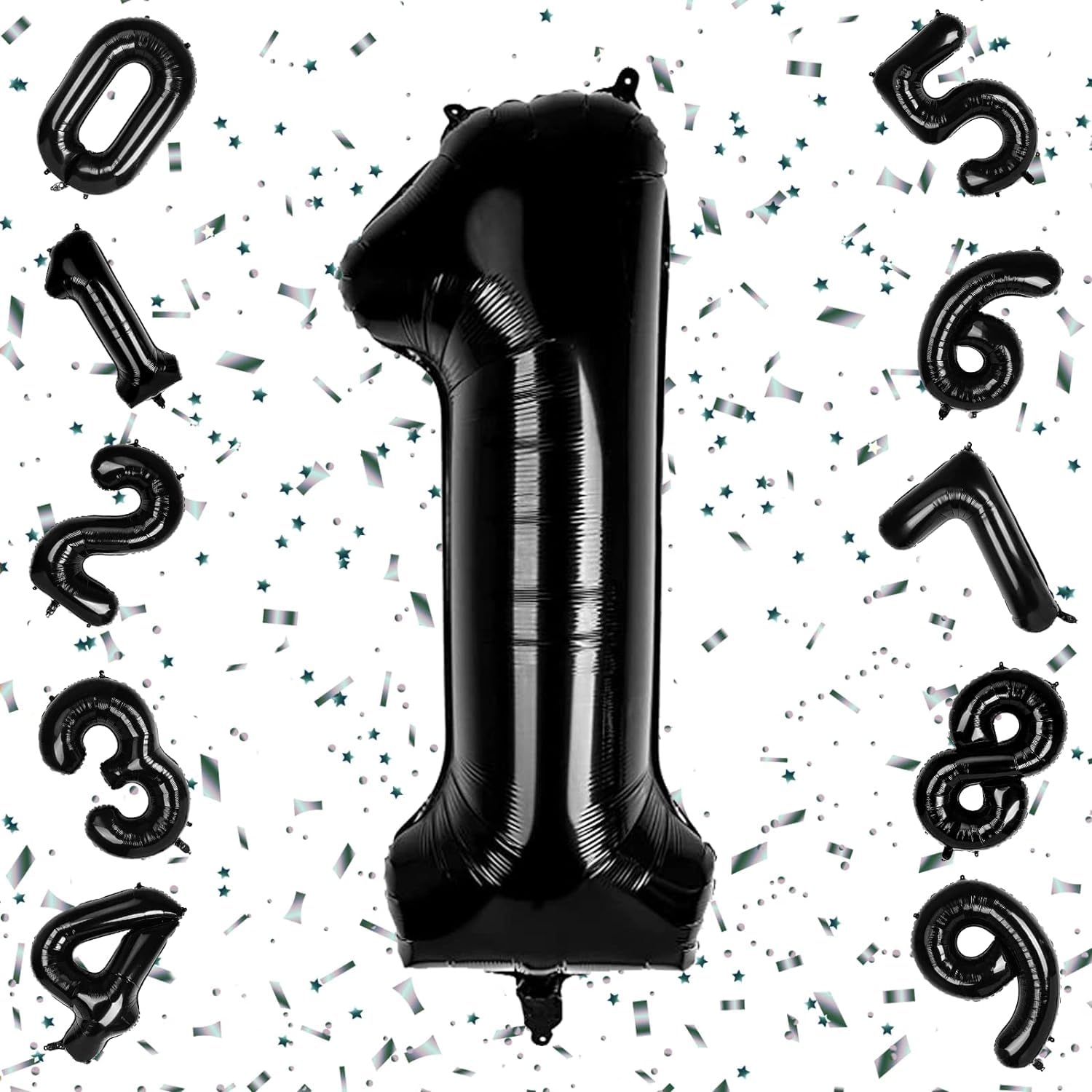 Flyloons 2 number Black Foil Balloon 16 inch Size Birthday Decoration Items | 2nd Year Balloons | Two